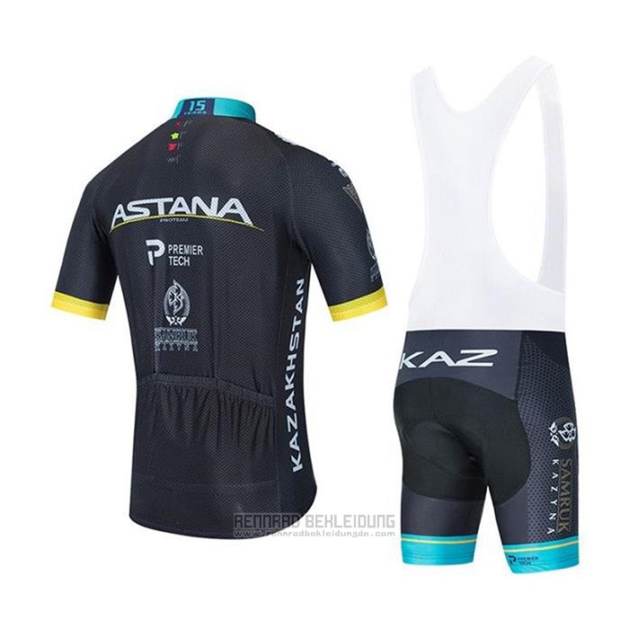 2020 Fahrradbekleidung Astana Shwarz Blau Gelb Trikot Kurzarm und Tragerhose - zum Schließen ins Bild klicken